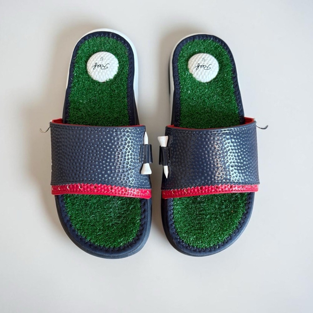 Reef Mulligan Slide Golf Sandals Navy Green Turf Men's Size 6 A-24 PGC